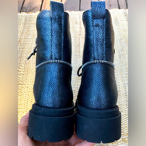 NWOT V-ITALIA s37 Euro blk/gray metallic combat boots Gorgeous! Leather in/out - Picture 6 of 7
